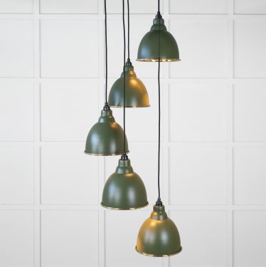 Click Here To Enlarge This Photo Of 49741SH From the Anvil Hammered Brass Brindley Cluster Pendant in Heath