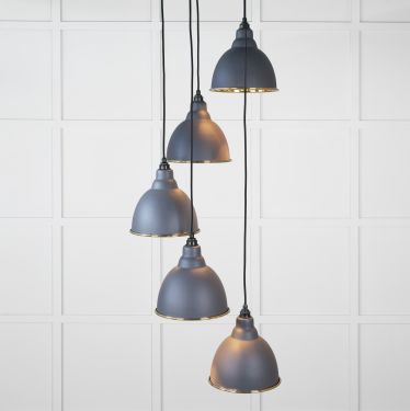 Click Here To Enlarge This Photo Of 49741SSL From the Anvil Hammered Brass Brindley Cluster Pendant in Slate