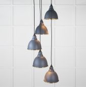 49741SSL From the Anvil Hammered Brass Brindley Cluster Pendant in Slate