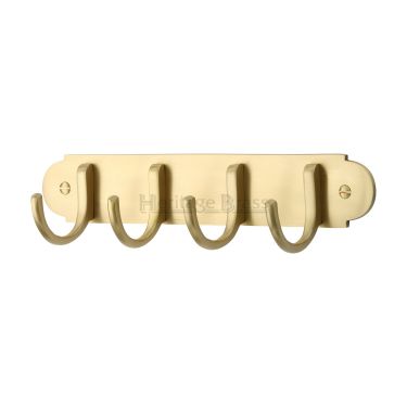 Click Here To Enlarge This Photo Of V1079-SB Heritage Brass Coat Hooks on Plate Satin Brass Finish