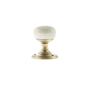 Click Here To Enlarge This Photo Of Atlantic - OE59CMKCAB Old English 'Skipton' Porcelain Cream Crackle Door Knob on Face Fix Rose &ndash; Antique Brass