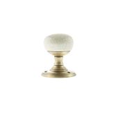 Atlantic - OE59CMKCAB Old English 'Skipton' Porcelain Cream Crackle Door Knob on Face Fix Rose &ndash; Antique Brass