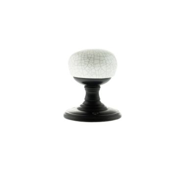 Click Here To Enlarge This Photo Of Atlantic - OE59CMKWHMB Old English 'Skipton' Porcelain White Crackle Door Knob on Face Fix Rose &ndash; Matt Black