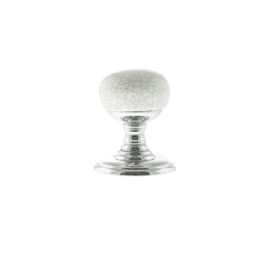 Click Here To Enlarge This Photo Of Atlantic - OE59CMKWHPC Old English 'Skipton' Porcelain White Crackle Door Knob on Face Fix Rose &ndash; Polished Chrome