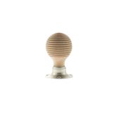 Atlantic - OE57RMKSN Old English 'Bridlington' Wood Reeded Beehive Door Knob on Face Fix Rose &ndash; Satin Nickel
