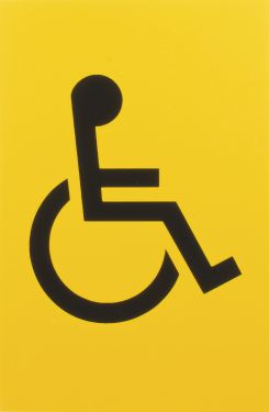 Click Here To Enlarge This Photo Of AR607D Hoppe Arrone 100mm x 150mm Disabled Sign - &lpar;Nylon&rpar; Yellow - 8508001