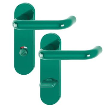 Click Here To Enlarge This Photo Of K138&sol;353K &lpar;AR600&sol;25-78&rpar; Hoppe Arrone Bathroom Levers 78mm Centres on Radius Plate - &lpar;Nylon&rpar; Green - 11571317