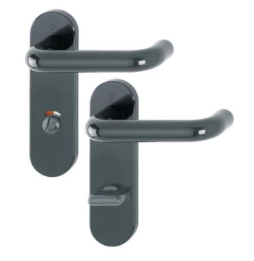 Click Here To Enlarge This Photo Of K138&sol;353K &lpar;AR600&sol;25-78&rpar; Hoppe Arrone Bathroom Levers 78mm Centres on Radius Plate - &lpar;Nylon&rpar; Anthracite Grey - 11571385