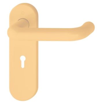 Click Here To Enlarge This Photo Of K138&sol;353K &lpar;AR600&sol;22&rpar; Hoppe Arrone Lock Levers 57mm Centres on Radius Plate - &lpar;Nylon&rpar; Yellow - 8566395
