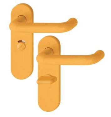 Click Here To Enlarge This Photo Of K138&sol;353K &lpar;AR600&sol;25&rpar; Hoppe Arrone Bathroom Levers 57mm Centres on Radius Plate - &lpar;Nylon&rpar; Yellow - 8566626