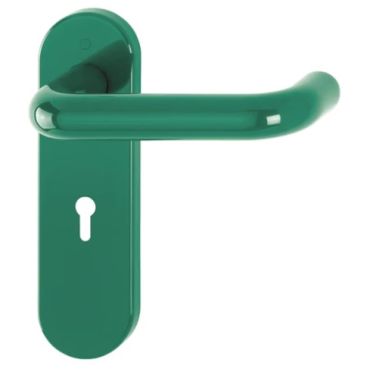 Click Here To Enlarge This Photo Of K138&sol;353K &lpar;AR600&sol;22&rpar; Hoppe Arrone Lock Levers 57mm Centres on Radius Plate - &lpar;Nylon&rpar; Green - 8566416