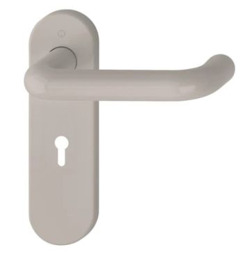 Click Here To Enlarge This Photo Of K138&sol;353K &lpar;AR600&sol;22&rpar; Hoppe Arrone Lock Levers 57mm Centres on Radius Plate - &lpar;Nylon&rpar; Dove Grey - 8566423