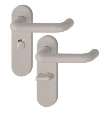 Click Here To Enlarge This Photo Of K138&sol;353K &lpar;AR600&sol;25&rpar; Hoppe Arrone Bathroom Levers 57mm Centres on Radius Plate - &lpar;Nylon&rpar; Dove Grey - 8566654