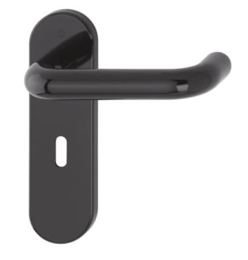 Click Here To Enlarge This Photo Of K138&sol;353K &lpar;AR600&sol;22&rpar; Hoppe Arrone Lock Levers 57mm Centres on Radius Plate - &lpar;Nylon&rpar; Black - 8566444