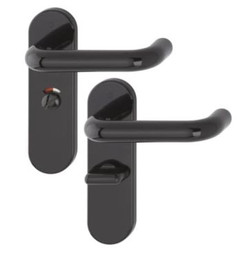 Click Here To Enlarge This Photo Of K138&sol;353K &lpar;AR600&sol;25&rpar; Hoppe Arrone Bathroom Levers 57mm Centres on Radius Plate - &lpar;Nylon&rpar; Black - 8566675