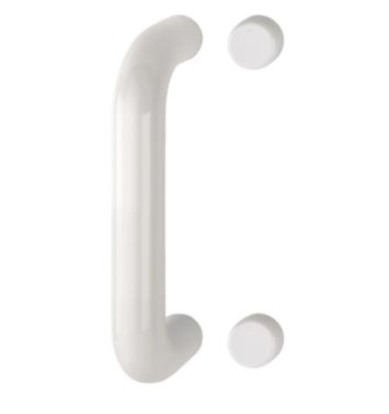 Click Here To Enlarge This Photo Of AR602&sol;220BF Hoppe D' Handle &Oslash; 34mm x 220mm Centres Pull Handle Bolt Fix - &lpar;Nylon&rpar; Diamond White
