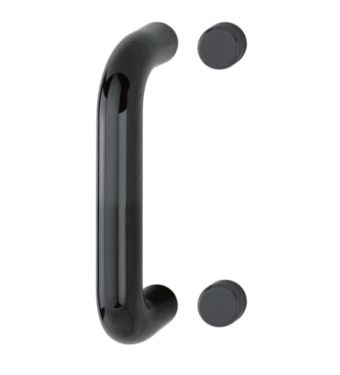 Click Here To Enlarge This Photo Of AR602&sol;220BF Hoppe D' Handle &Oslash; 34mm x 220mm Centres Pull Handle Bolt Fix - &lpar;Nylon&rpar; Black