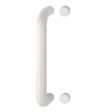 Click Here To Enlarge This Photo Of AR602&sol;300BF Hoppe D' Handle &Oslash; 34mm x 300mm Centres Pull Handle Bolt Fix - &lpar;Nylon&rpar; Diamond White