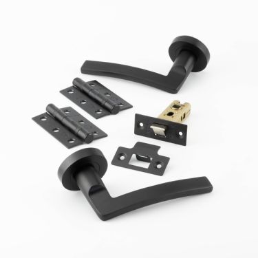 Click Here To Enlarge This Photo Of JMB700PK Frelan Hardware Nero Matt Black Noir Door Pack including Handles&comma; Hinges and Latch