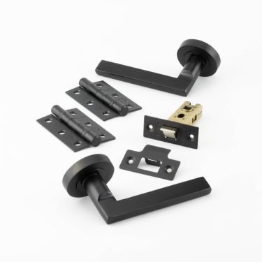 Click Here To Enlarge This Photo Of JMB600PK Frelan Hardware Nero Matt Black Jet Door Pack including Handles&comma; Hinges and Latch