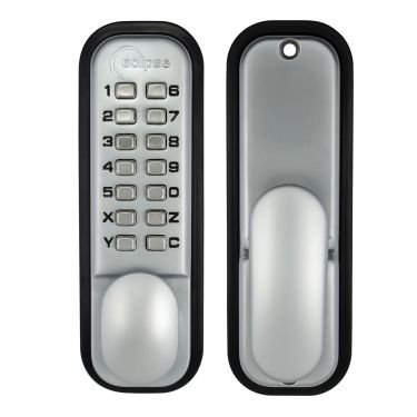 Click Here To Enlarge This Photo Of Eclipse ED20 Easy Code Change Mechanical Push Button Digital Lock with Holdback - Satin Chrome &lpar;70253&rpar;