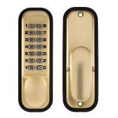 Eclipse ED20 Easy Code Change Mechanical Push Button Digital Lock with Holdback - Satin Brass &lpar;70257&rpar;