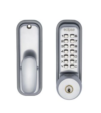 Click Here To Enlarge This Photo Of Eclipse ED20KO Key Override Mechanical Push Button Digital Lock - Satin Chrome &lpar;70263&rpar;