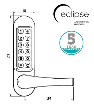 Click Here To Enlarge This Photo Of Eclipse ED55PK Heavy Duty Passage Free Panic Hardware Mechanical Push Button Digital Lock - Satin Chrome &lpar;70266&rpar;
