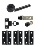 JTDP71705 Jigtech Matt Black 'Riva' Passage Door Pack &lpar;57mm Backset and 3" Hinges&rpar;