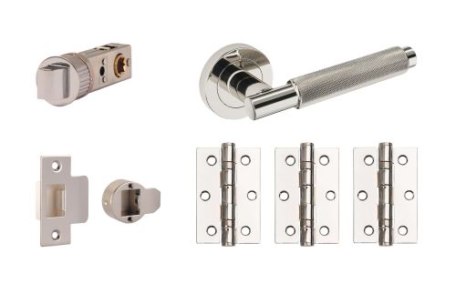 Click Here To Enlarge This Photo Of JTDP71810 Jigtech Polished Chrome 'Textura' Passage Door Pack &lpar;57mm Backset and 3" Hinges&rpar;