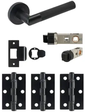 Click Here To Enlarge This Photo Of JTDP71905 Jigtech Matt Black 'Tactil' Passage Door Pack &lpar;57mm Backset and 3" Hinges&rpar;