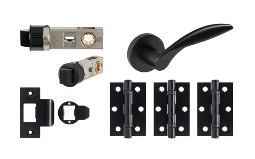Click Here To Enlarge This Photo Of JTDP81700 Jigtech Matt Black 'Cresta' Privacy Door Pack &lpar;57mm Backset and 3" Hinges&rpar;