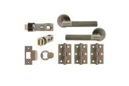 JTDP81900 Jigtech Matt Antique Brass 'Tactil' Privacy Door Pack &lpar;57mm Backset and 3" Hinges&rpar;
