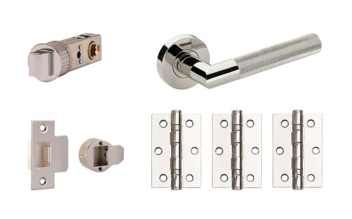 Click Here To Enlarge This Photo Of JTDP81910 Jigtech Polished Chrome 'Tactil' Privacy Door Pack &lpar;57mm Backset and 3" Hinges&rpar;
