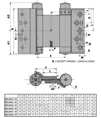 Click Here To Enlarge This Photo Of LDA06-EI30 GROOM Liobex 30 Minute Fire Rated 6" Silver Double Action Spring Hinges &lpar;set of 3 hinges&rpar; c&sol;w Intumescent &lpar;Suitable for 25-44mm thick doors&rpar;