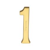 C1564 1-ULB Heritage Brass Numeral 1 Concealed Fix 76mm &lpar;3"&rpar; Unlacquered Brass