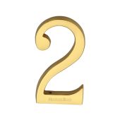 C1564 2-ULB Heritage Brass Numeral 2 Concealed Fix 76mm &lpar;3"&rpar; Unlacquered Brass