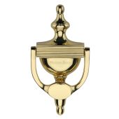 RR912 195-ULB Heritage Brass Reeded Urn Knocker 7 1&sol;4" Unlacquered Brass finish