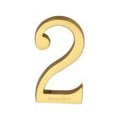C1564 2-PB Heritage Brass Numeral 2 Concealed Fix 76mm &lpar;3"&rpar; Polished Brass finish