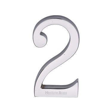 Click Here To Enlarge This Photo Of C1564 2-PC Heritage Brass Numeral 2 Concealed Fix 76mm &lpar;3"&rpar; Polished Chrome finish