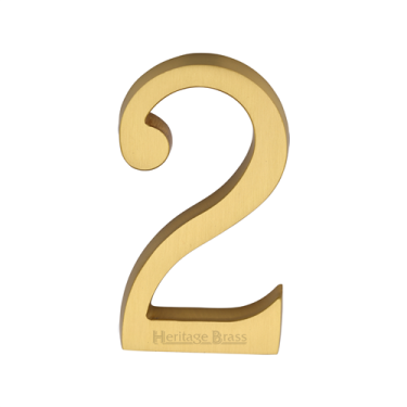 Click Here To Enlarge This Photo Of C1564 2-SB Heritage Brass Numeral 2 Concealed Fix 76mm &lpar;3"&rpar; Satin Brass finish