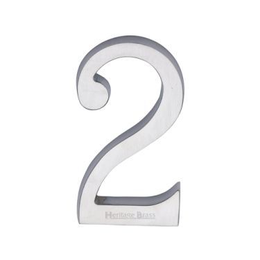 Click Here To Enlarge This Photo Of C1564 2-SC Heritage Brass Numeral 2 Concealed Fix 76mm &lpar;3"&rpar; Satin Chrome finish