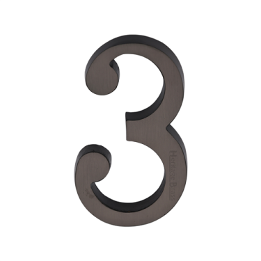 Click Here To Enlarge This Photo Of C1564 3-MB Heritage Brass Numeral 3 Concealed Fix 76mm &lpar;3"&rpar; Matt Bronze finish
