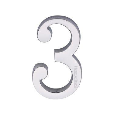 Click Here To Enlarge This Photo Of C1564 3-PC Heritage Brass Numeral 3 Concealed Fix 76mm &lpar;3"&rpar; Polished Chrome finish