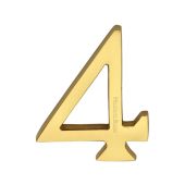 C1564 4-PB Heritage Brass Numeral 4 Concealed Fix 76mm &lpar;3"&rpar; Polished Brass finish