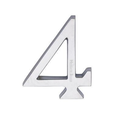 Click Here To Enlarge This Photo Of C1564 4-SC Heritage Brass Numeral 4 Concealed Fix 76mm &lpar;3"&rpar; Satin Chrome finish