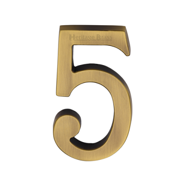 Click Here To Enlarge This Photo Of C1564 5-AT Heritage Brass Numeral 5 Concealed Fix 76mm &lpar;3"&rpar; Antique Brass finish