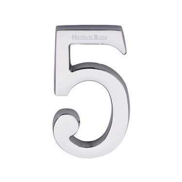 Click Here To Enlarge This Photo Of C1564 5-PC Heritage Brass Numeral 5 Concealed Fix 76mm &lpar;3"&rpar; Polished Chrome finish