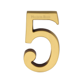 C1564 5-SB Heritage Brass Numeral 5 Concealed Fix 76mm &lpar;3"&rpar; Satin Brass finish