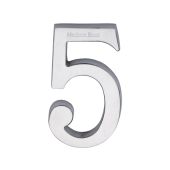 C1564 5-SC Heritage Brass Numeral 5 Concealed Fix 76mm &lpar;3"&rpar; Satin Chrome finish